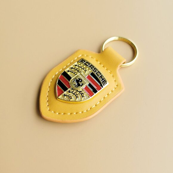 Porsche Leather Keychain Luxury Car Enthusiast Gift Premium Design Accessory - Picture 1 of 3